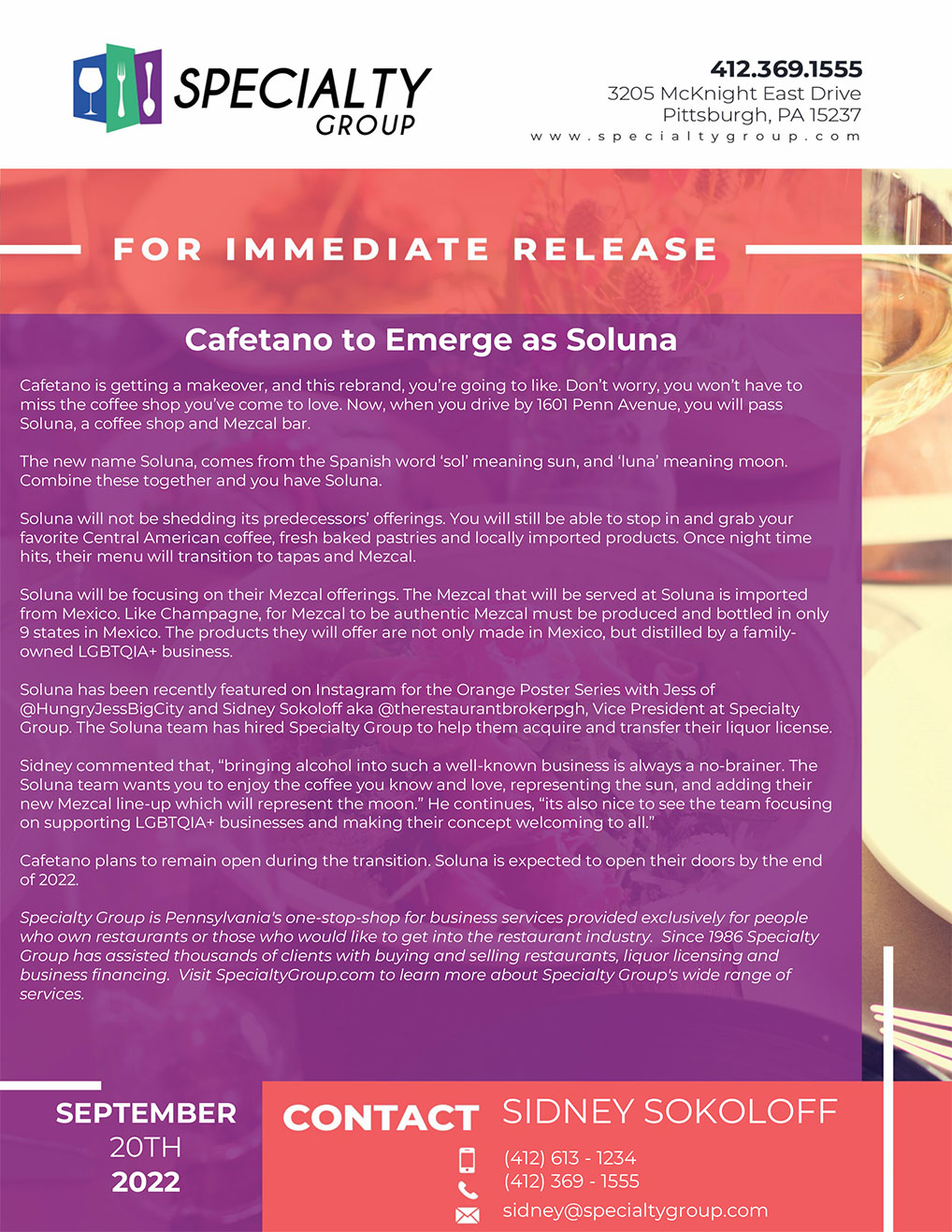 Cafetano to Emerge as Soluna