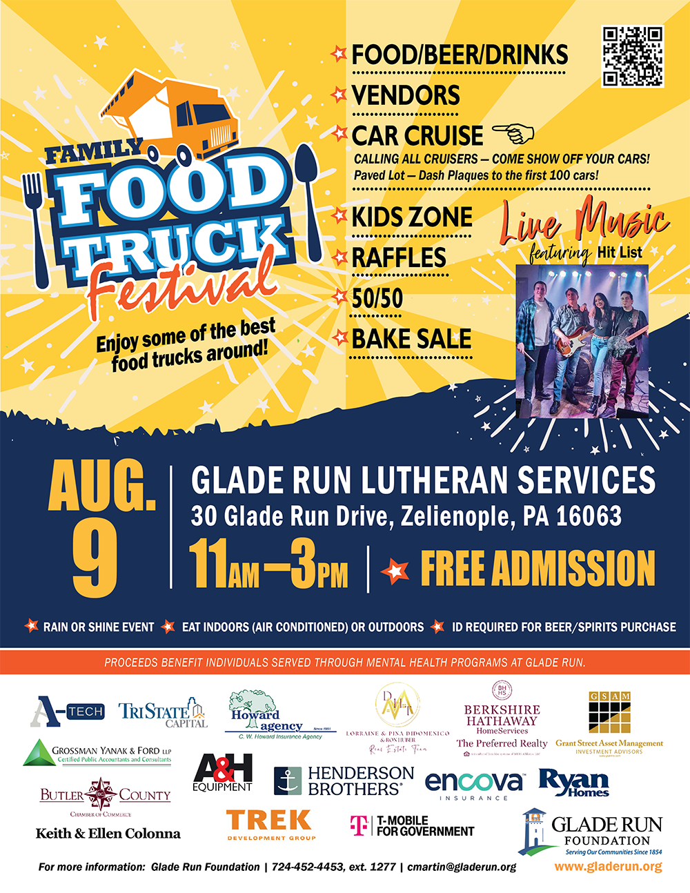 Glade Run Hosts Annual Food Truck Festival Saturday August 9, 2025