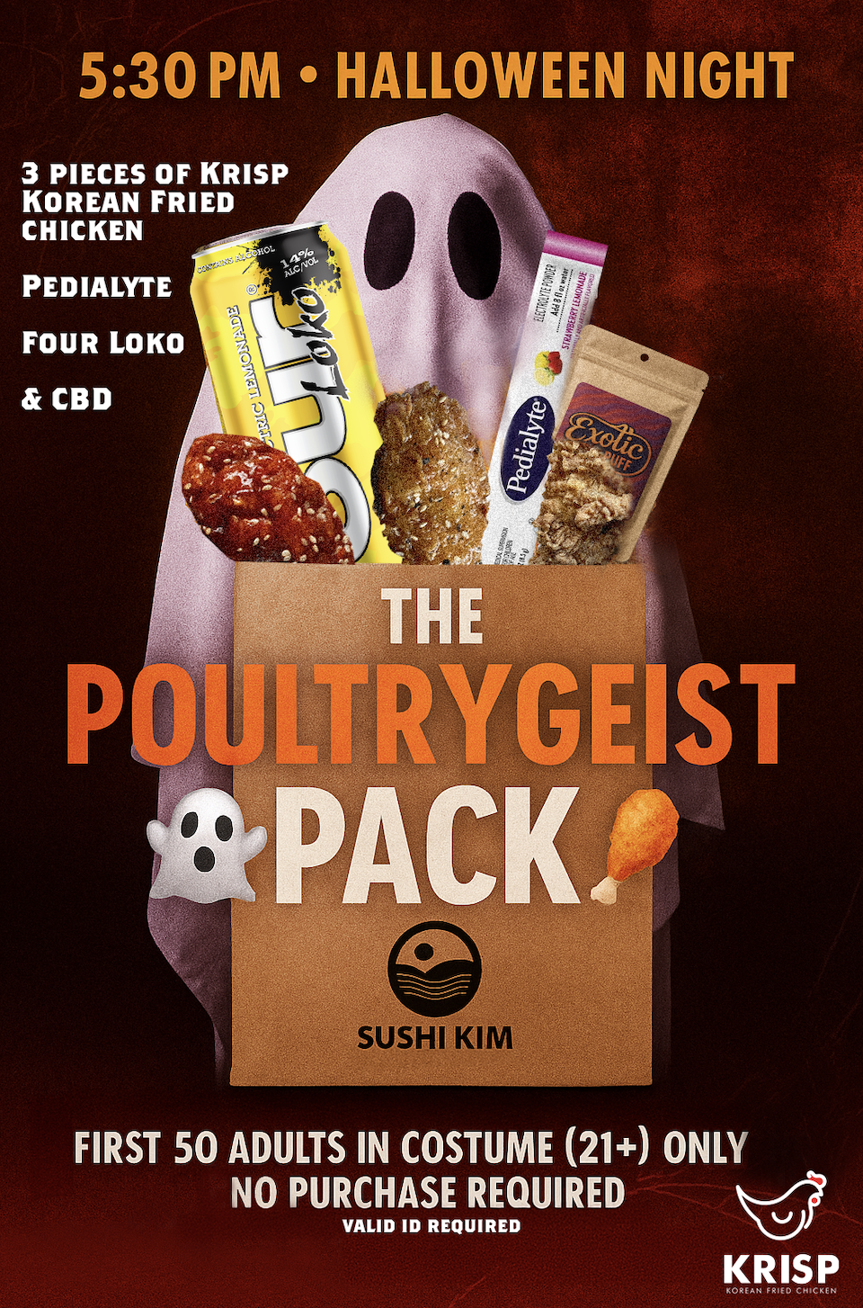 Forget Candy: Sushi Kim’s “Poultrygeist Pack” Brings Adult Chaos to Pittsburgh Halloween